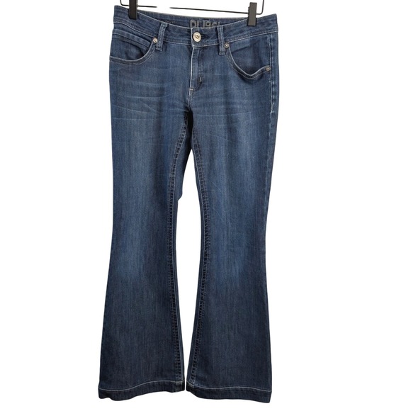 DL1961 Womens Joy Super High Rise Flare Jeans sz 28 Dark Wash Blue 4 Way Stretch - Picture 1 of 16